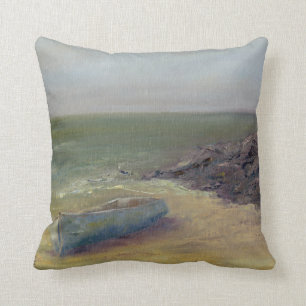 Tide's Rolling In - Boat on the Shore Throw Pillow
