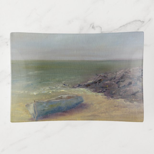 Tide's Rolling In - Boat on the Shore Trinket Tray (Front)