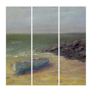 Tide's Rolling In - Boat on the Shore Triptych