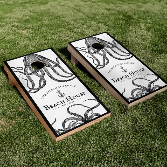 Tide's Tentacles | Octopus Theme Beach House Cornhole Set (Creator Uploaded)