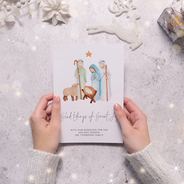 Tidings Great Joy Lyrics Nativity Holiday Card (Creator Uploaded)