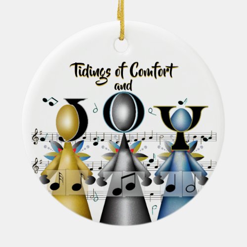 Tidings of Comfort and Joy Christmas Carolers Ceramic Ornament