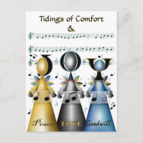 Tidings of Comfort and Joy Christmas Carolers Holiday Postcard