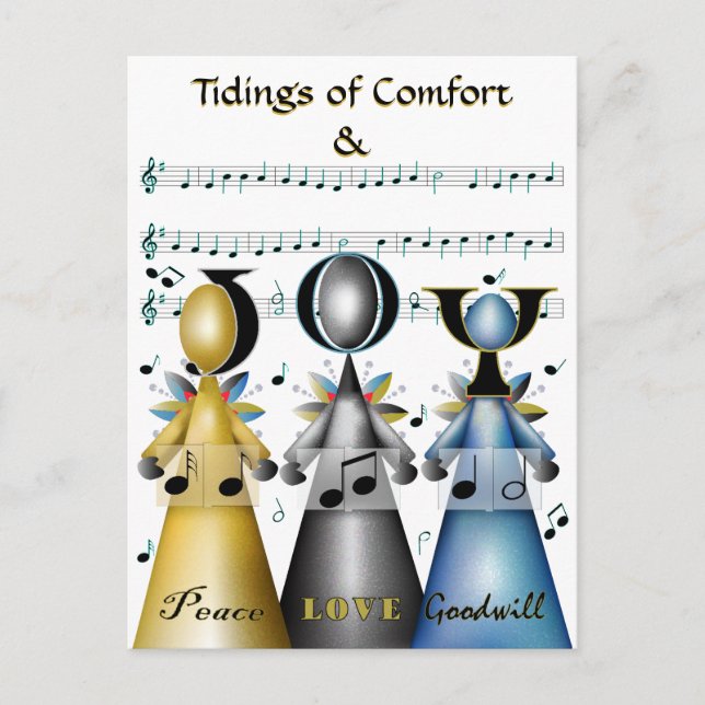 Tidings of Comfort and Joy Christmas Carolers Holiday Postcard (Front)