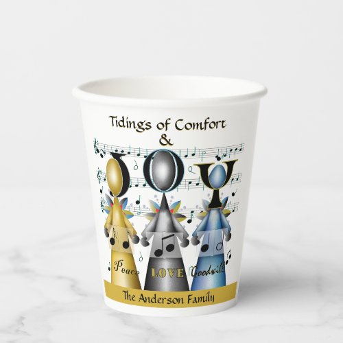 Tidings of Comfort and Joy Christmas Carolers Paper Cups