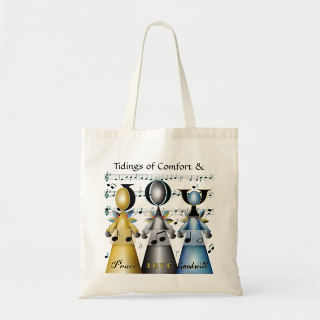 Tidings of Comfort and Joy Christmas Carolers Tote Bag (Front)