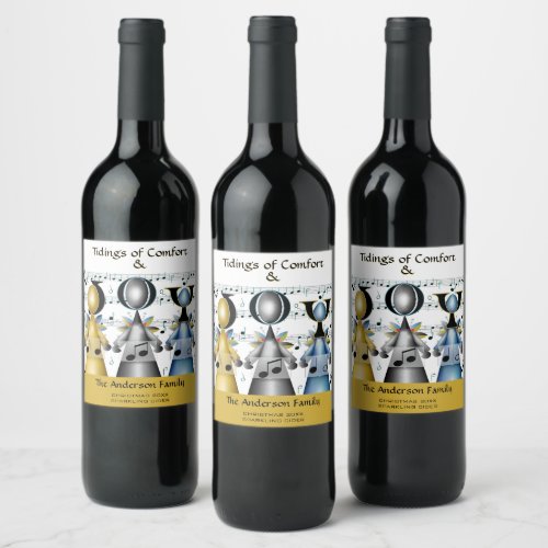 Tidings of Comfort and Joy Christmas Carolers Wine Label