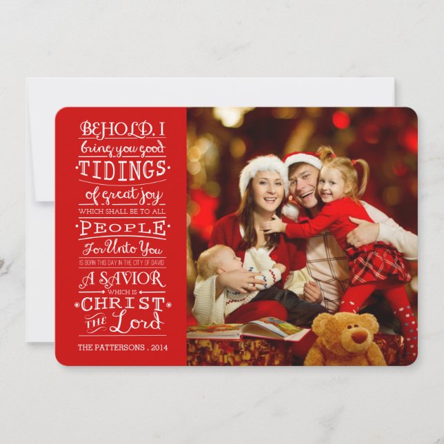 Tidings of Great Joy Christmas Blessings Photocard Holiday Card (Front)