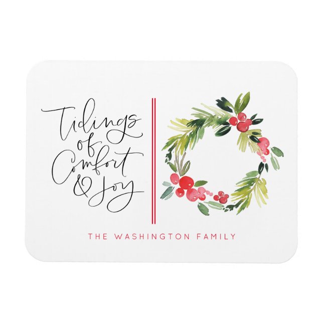 Tidings of Joy Christmas Holiday Greeting Postcard Magnet (Horizontal)