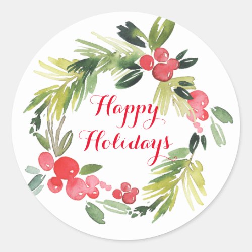 Tidings Wreath Stickers Christmas Card Seals Label