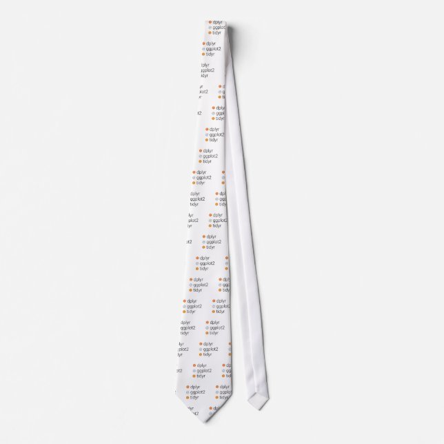 Tidyverse libraries: dplyr, ggplot2, tidyr neck tie (Front)
