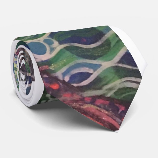 Tie-Aboriginal painting of sea grass Neck Tie (Rolled)