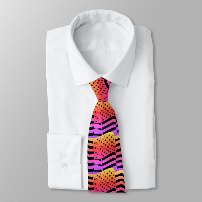 Tie-abstract /USA Flag Neck Tie (Tied)