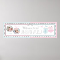 Tie and Tutu and Chevron Print Baptism Banner