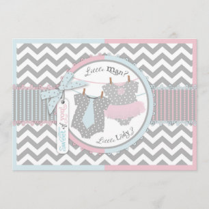 Tie and Tutu Gender Reveal Thank You Card