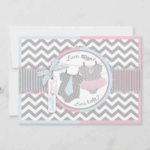 Tie and Tutu Gender Reveal Thank You Card