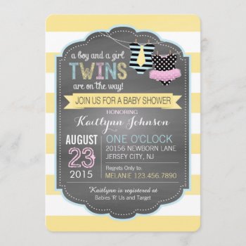Tie And Tutu Twins Baby Shower Invitation by NouDesigns at Zazzle