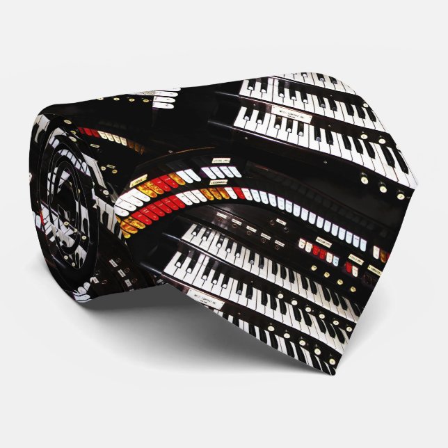 Tie, Antique Organ Keyboard, Pattern Repeats Tie (Rolled)