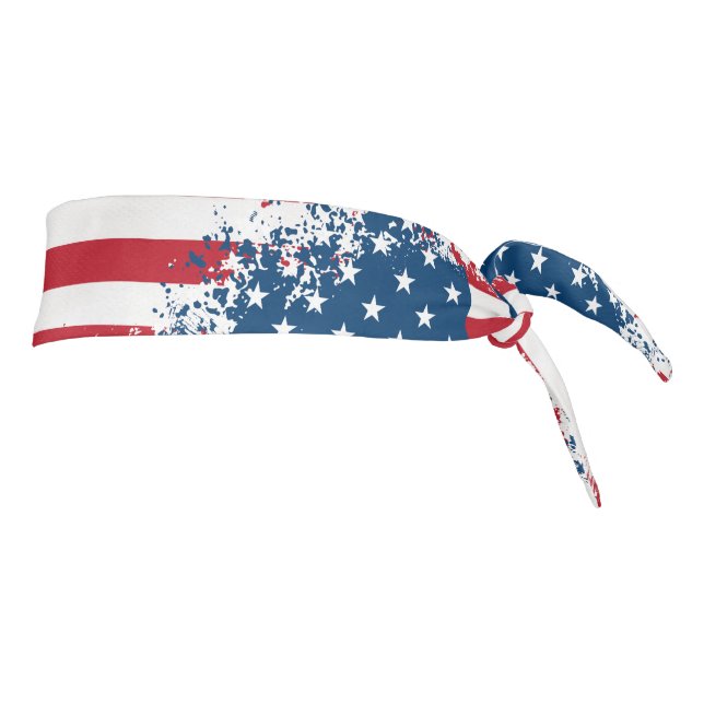 Tie Back Headband-USA Flag Print Headband (Rotate 90)