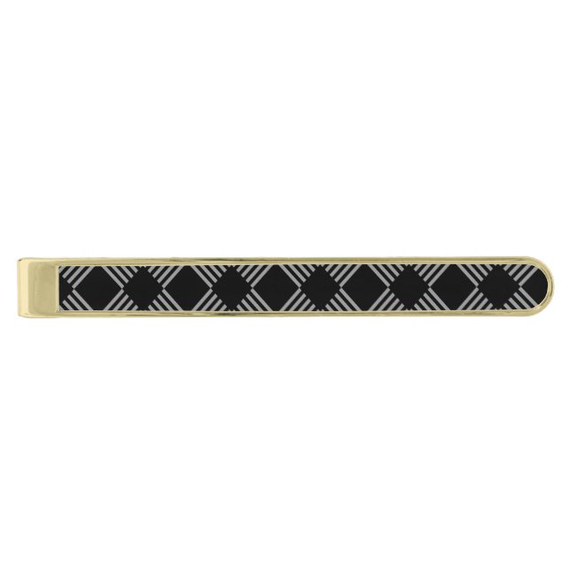 Tie Bar-Diamond Pattern Gold Finish Tie Bar (Front)