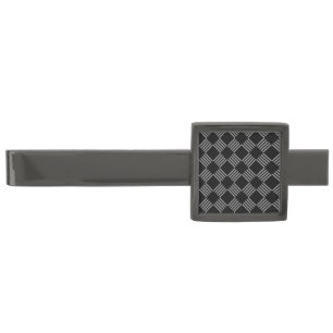 Tie Bar-Diamond Pattern Gunmetal Finish Tie Bar