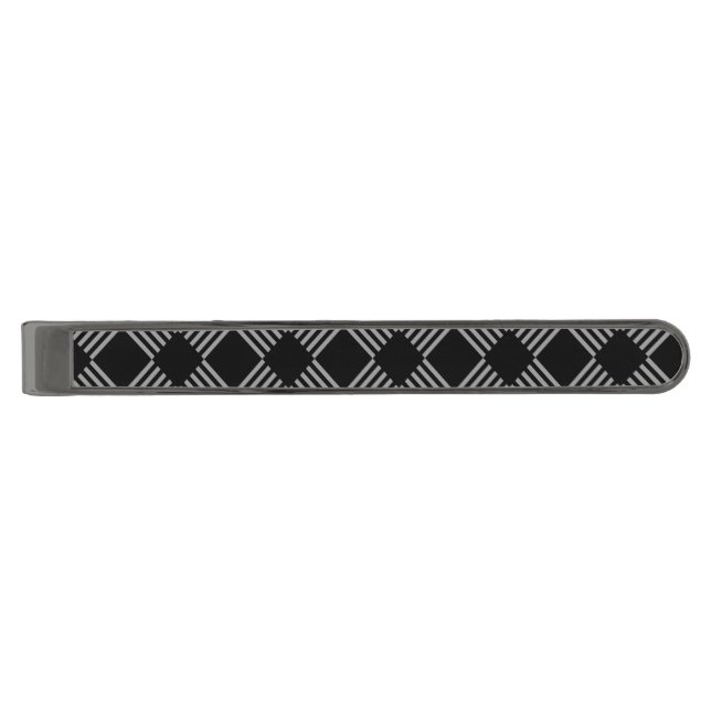 Tie Bar-Diamond Pattern Gunmetal Finish Tie Bar (Front)