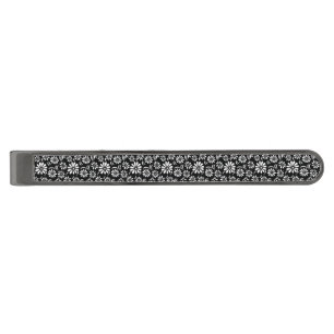 Tie Bar-Flower Print Gunmetal Finish Tie Bar