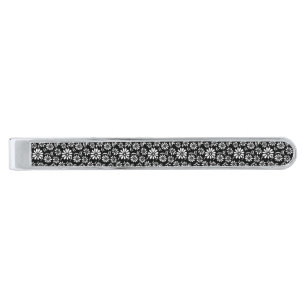 Tie Bar-Flower Print Silver Finish Tie Bar