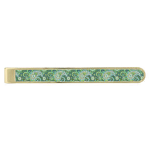 Tie Bar Green Paisley