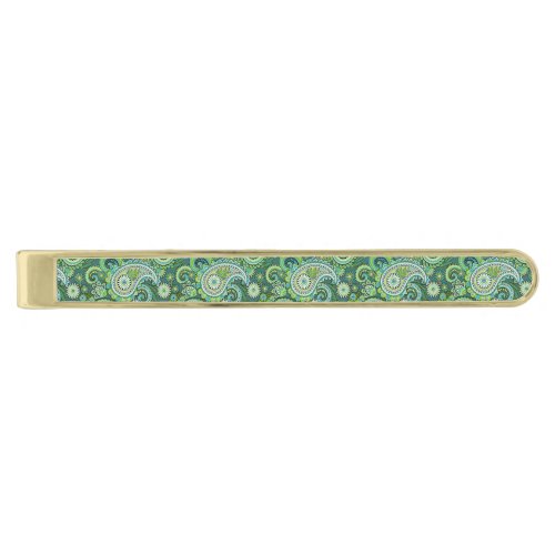 Tie Bar Green Paisley