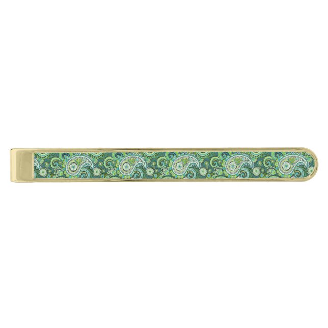 Tie Bar Green Paisley (Front)