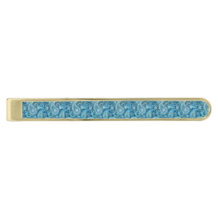 Tie Bar-Paisley Print Gold Finish Tie Bar