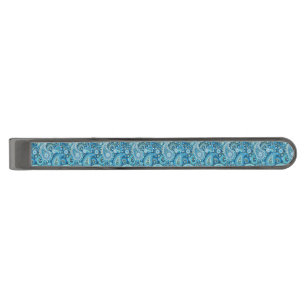 Tie Bar-Paisley Print Gunmetal Finish Tie Bar