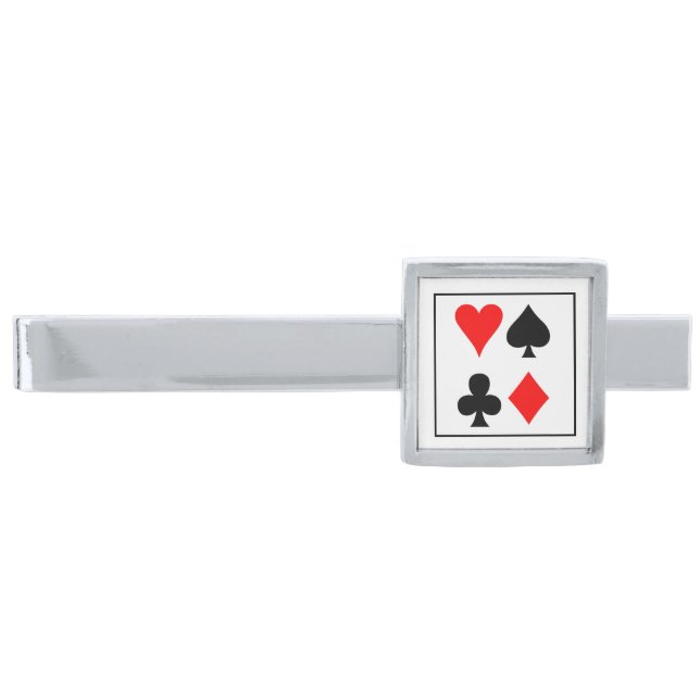Tie Bar-Poker Silver Finish Tie Bar (Front)