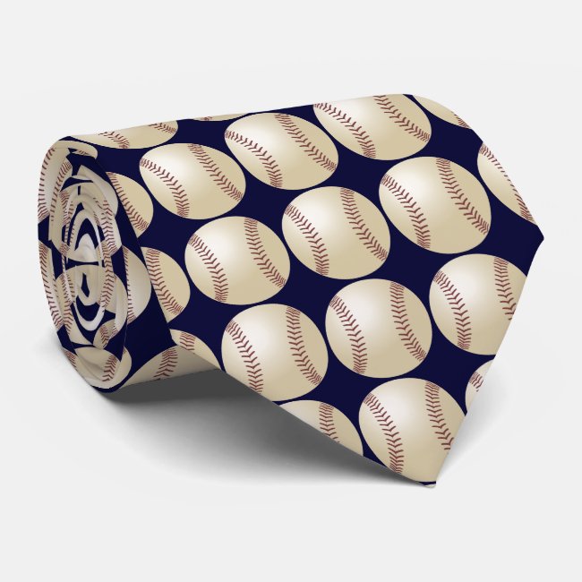 Tie, Baseball, Dark Blue Background Neck Tie