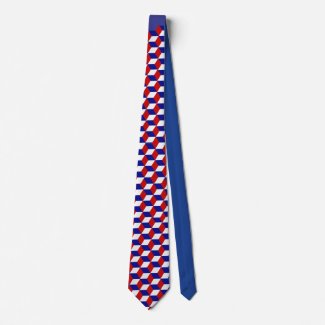 Tie - Block illusion in Red, White, and Blue