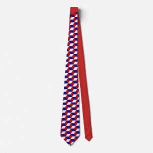 Tie - Block illusion in red, white, blue (red)
