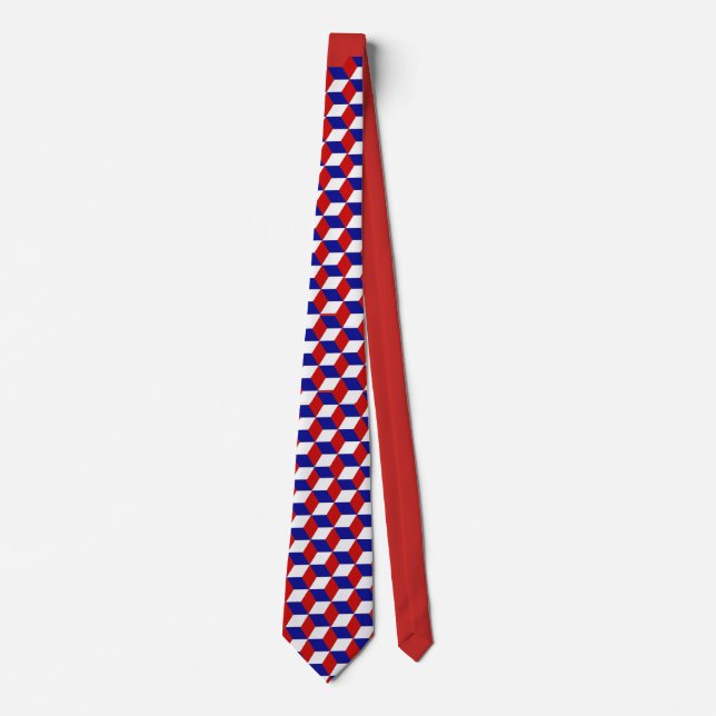 Tie - Block illusion in red, white, blue (red) (Front)
