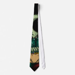 Tie, Cute Alien Frankenstein Illustration Abstract Tie