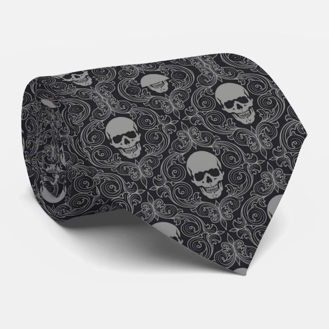 Tie/Damask Skulls Tie (Rolled)
