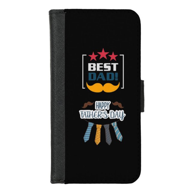 Tie Design Best Dad, Happy Father's Day iPhone Wallet Case (Front)