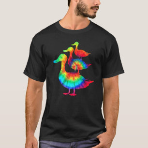 Tie Die Ducks Rainbow Color Cute Hippie Duck T-Shirt