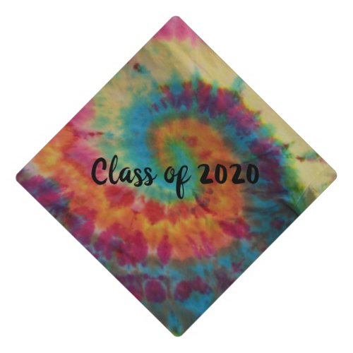 Tie Die Hippie Bright Bold Funny Orange Purple Graduation Cap Topper