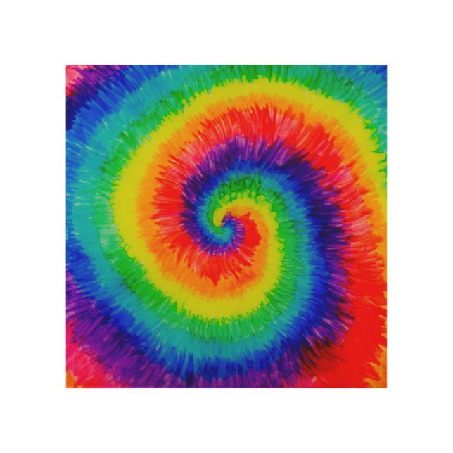 Tie Die Rainbow in Alcohol Ink Wood Wall Art (Front)