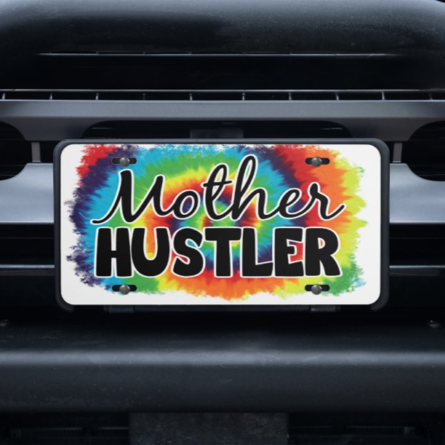 Tie Die Retro Mother Hustler Mom Life Girly Fun  License Plate (Creator Uploaded)