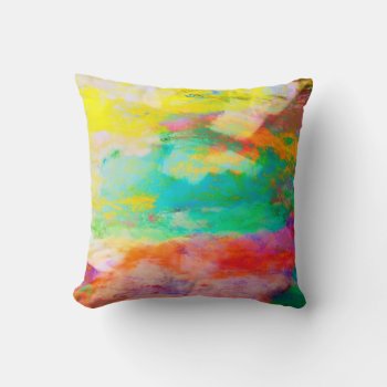 Tie Die Style Abstract Painting Pillow Colorful by annpowellart at Zazzle