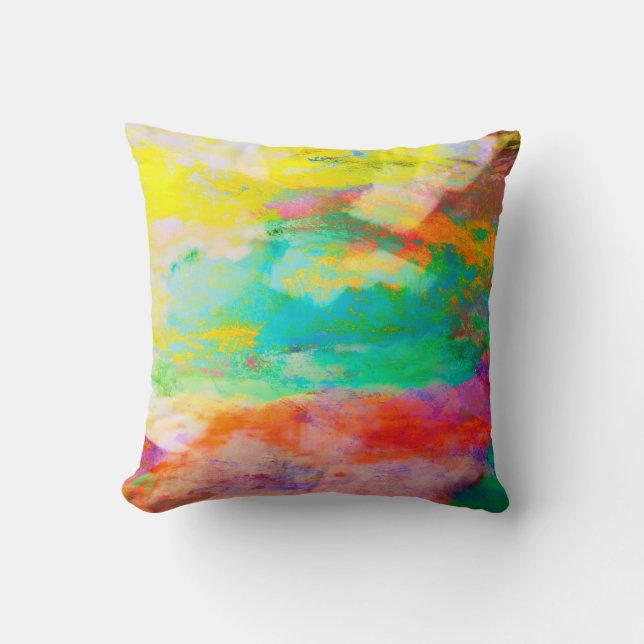 tie die style abstract painting pillow colorful (Front)
