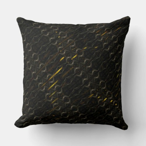 Tie_down of brownihs and gold metallics wires throw pillow