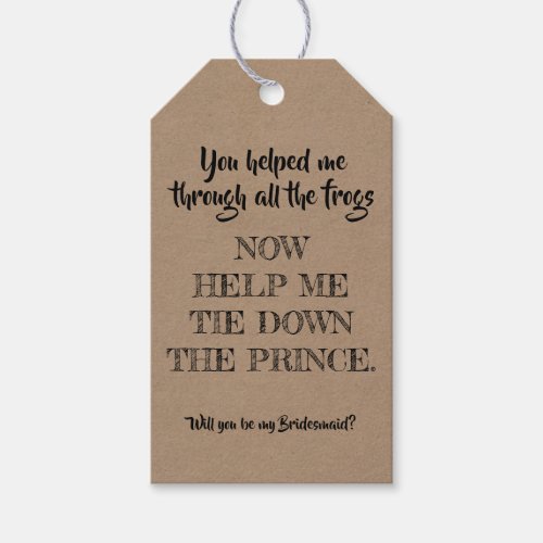 Tie Down The Prince _ Funny Bridesmaid Proposal Gift Tags