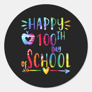 Tie Dye 100 Days Of School 100th Day Of School Tea Classic Round Sticker